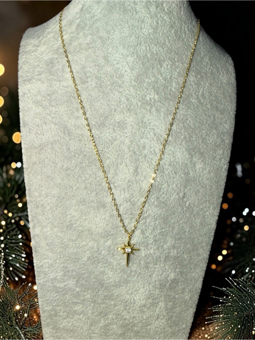 Gold-Tone North Star Crystal Pendant Necklace - Picture 6 of 7